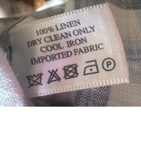 Robert Talbott 100% Linen Plaid Button Up Shirt Blue Brown Long Sleeve Size M - Picture 3 of 10